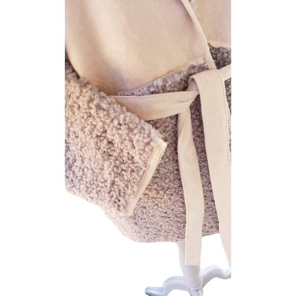 NWT Lucky Brand Sherpa & Suede Jacket | Tan & Gray | Size L - Picture 4 of 9